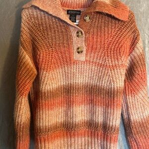 Design 365 Women's Orange and Brown Cowl Neck Sweater